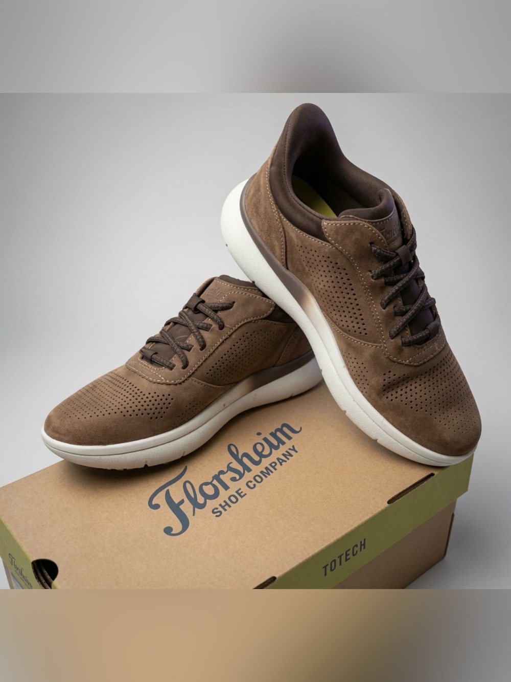 Florsheim Fleet Perf Lace Brown Elastic Slip-On Hybrid Sneakers Sz 7.5 M NIB